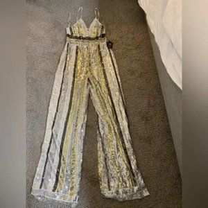 NWT Size Small Express Sequin Bling Jumpsuit MSRP $148